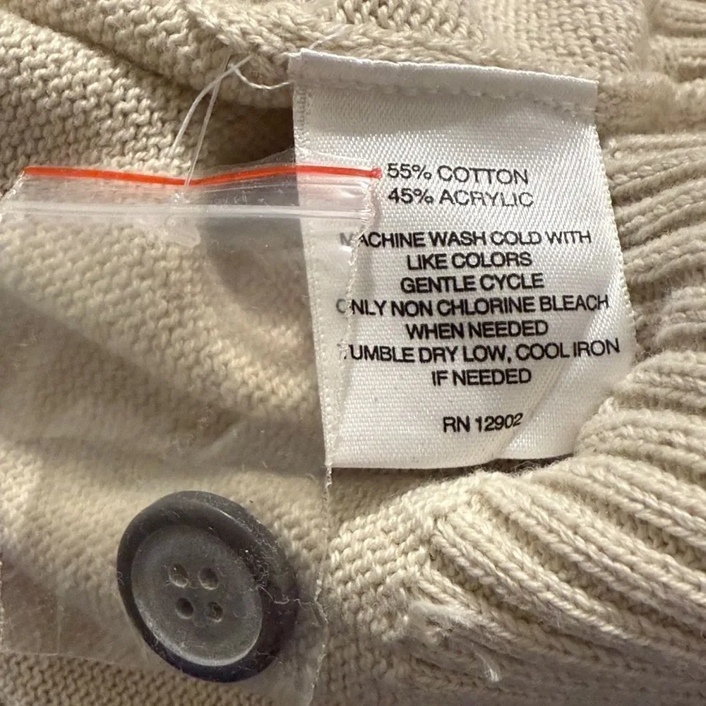 Sun River Clothing Co. Ivory Heather Quarter Button Cotton Pullover Sweater NEW